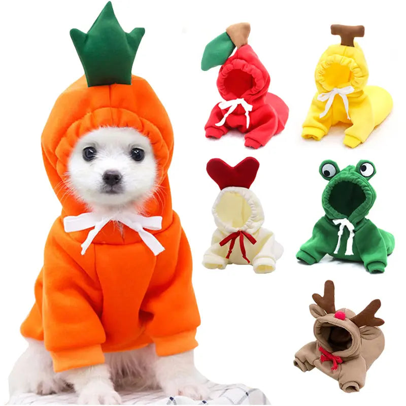 Cute Fruit Dog Clothes For Small Dogs Hoodies Winter Warm Fleece Pet Clothing Puppy Cat Costume Coat For French Chihuahua Outfit My Store
