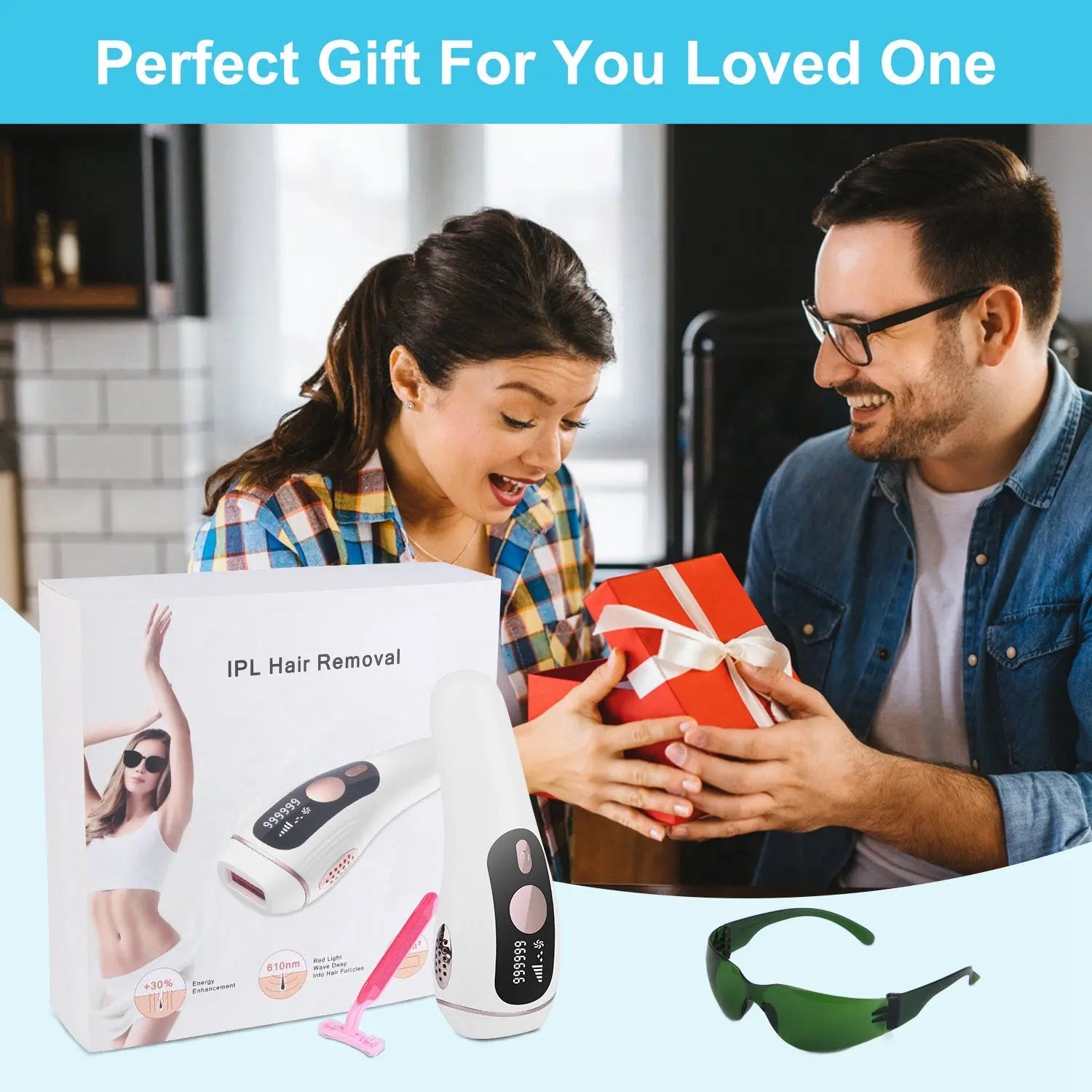 1Pc Laser Hair Removal For Summer Swimming Woman Man Ice Cooling Permanent IPL Hair Remover With Painless 999999 Flashes Home Use Lasting Hair Reduction For Armpits Legs Arms Bikini Line My Store
